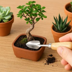 18 Mini Bonsai Garden Trowel Compact Stainless Steel Precision Hand Shovel For Succulents Small Potted Plants