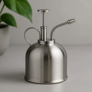 9 Stainless Steel Plant Sprayer Premium Metal Watering Can For Modern Houseplants Sleek Desktop Garden Tool